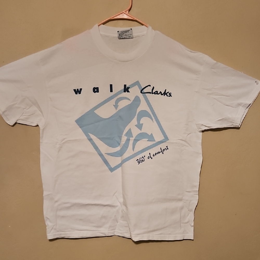 Clarks White Tee with Light Blue Graphic